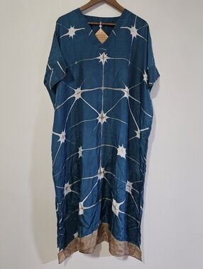 HOUSE OF WANDERING SILK - 100% Silk Kaftan Dress - Made in India